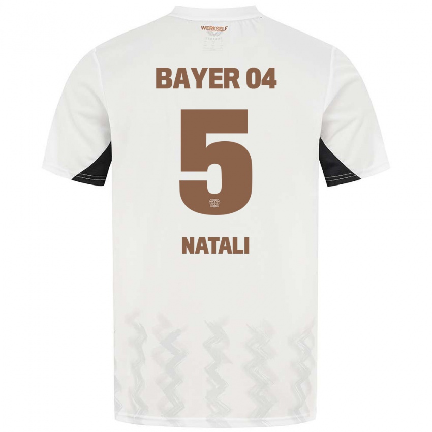 Mujer Camiseta Andrea Natali #5 Blanco Negro 2ª Equipación 2024/25 La Camisa Perú