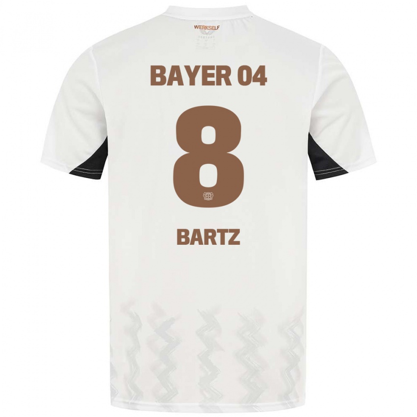 Mujer Camiseta Paulina Bartz #8 Blanco Negro 2ª Equipación 2024/25 La Camisa Perú