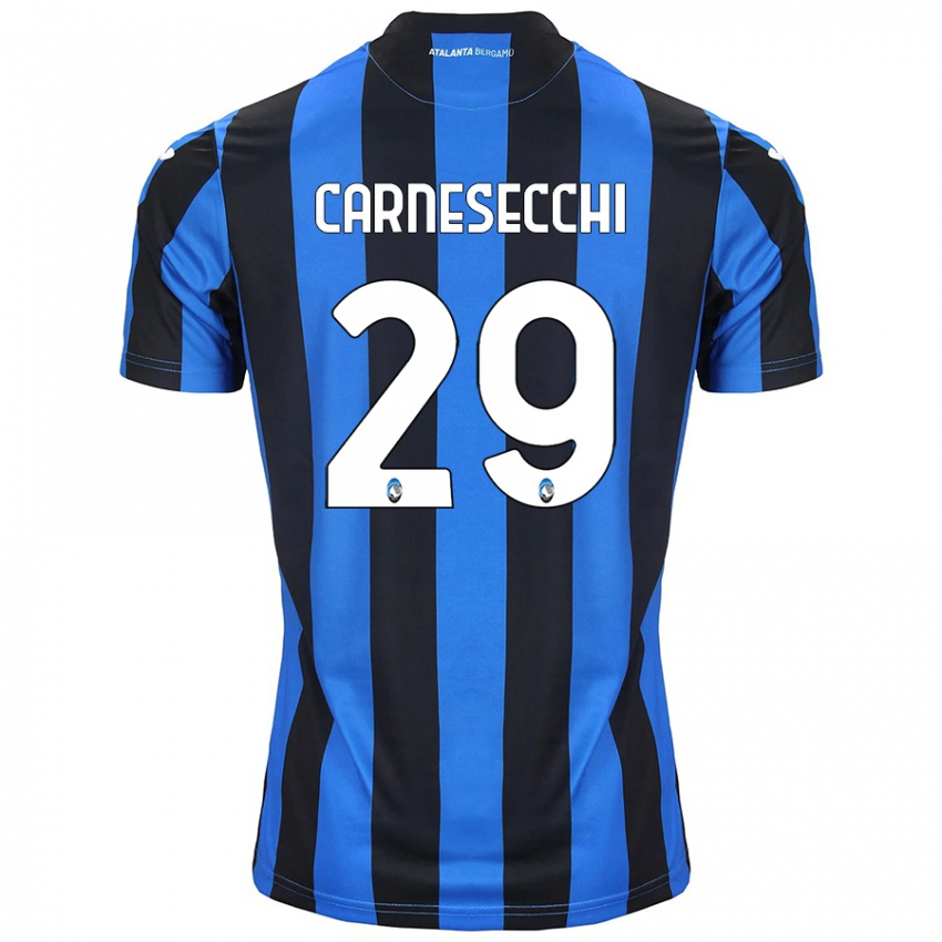 Niño Camiseta Marco Carnesecchi #29 Azul Negro 1ª Equipación 2024/25 La Camisa Perú