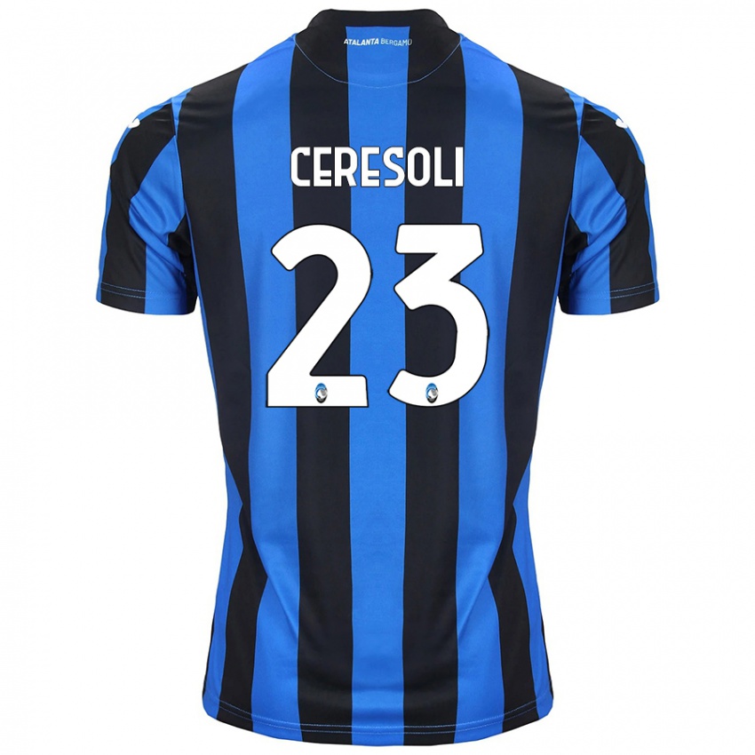 Niño Camiseta Andrea Ceresoli #23 Azul Negro 1ª Equipación 2024/25 La Camisa Perú