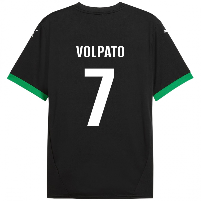 Niño Camiseta Cristian Volpato #7 Negro Verde Oscuro 1ª Equipación 2024/25 La Camisa Perú