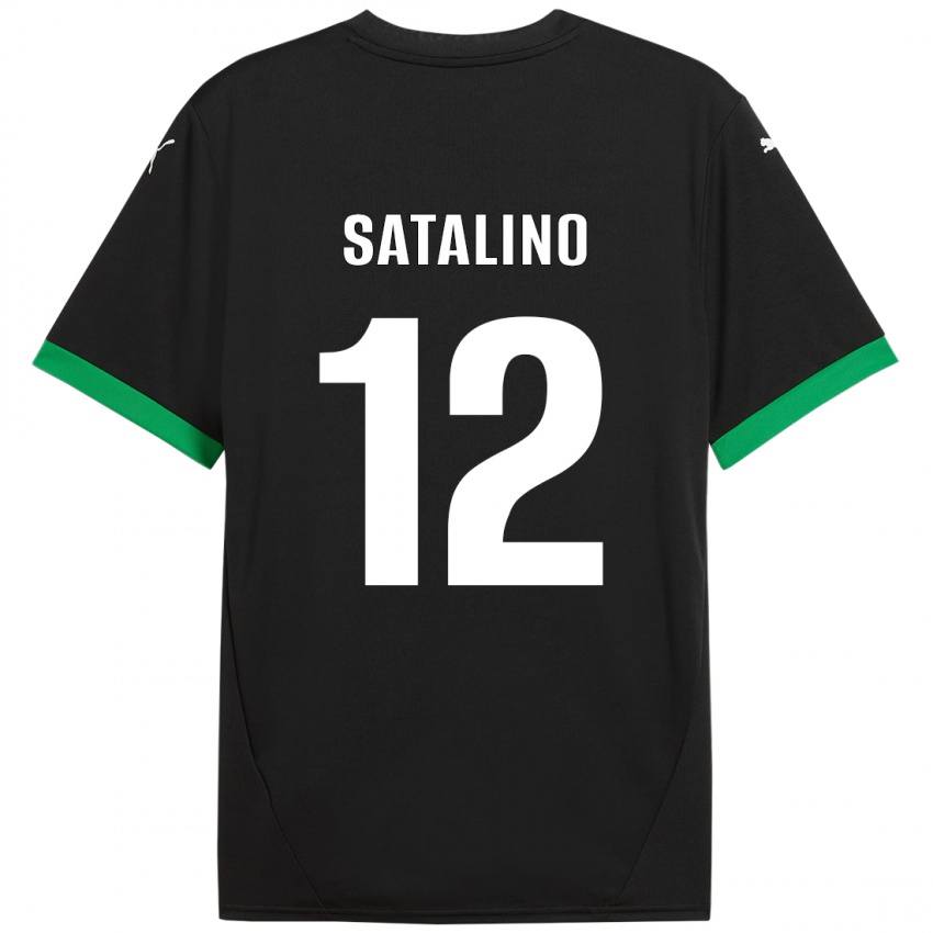 Niño Camiseta Giacomo Satalino #12 Negro Verde Oscuro 1ª Equipación 2024/25 La Camisa Perú