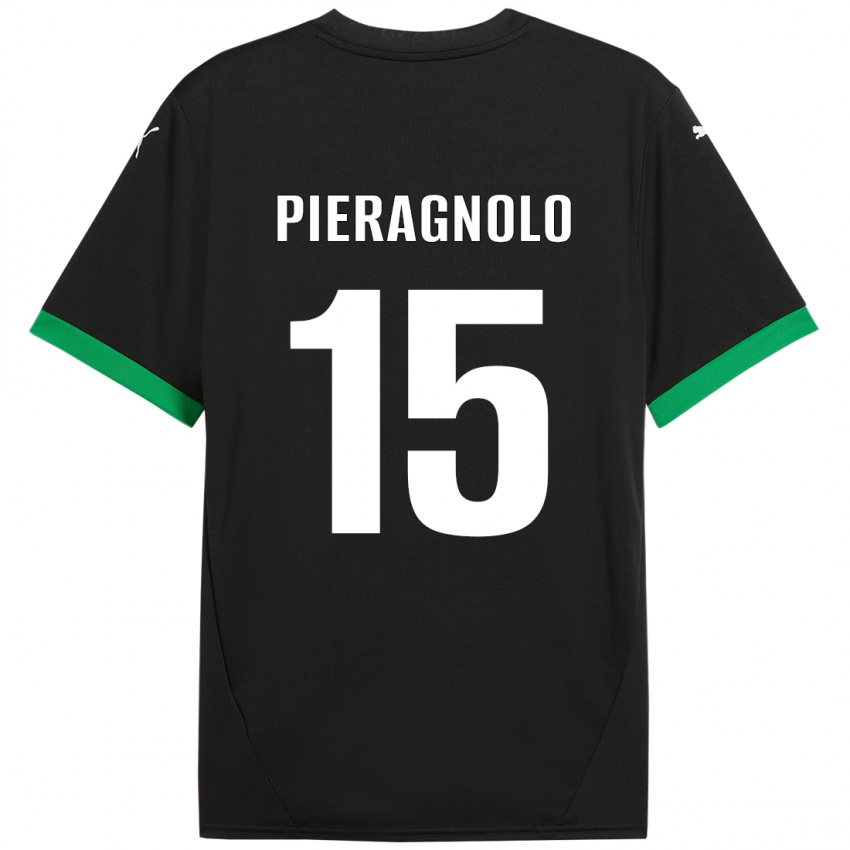 Niño Camiseta Edoardo Pieragnolo #15 Negro Verde Oscuro 1ª Equipación 2024/25 La Camisa Perú