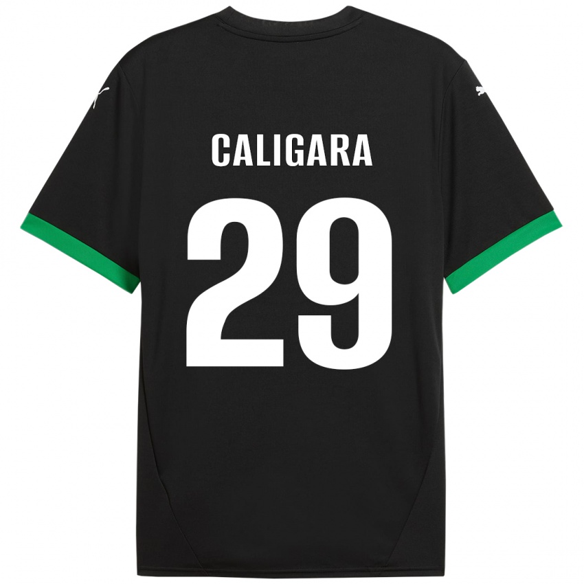 Niño Camiseta Fabrizio Caligara #29 Negro Verde Oscuro 1ª Equipación 2024/25 La Camisa Perú