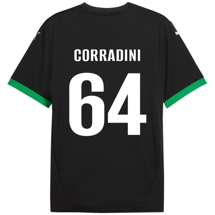 Niño Camiseta Francesco Corradini #64 Negro Verde Oscuro 1ª Equipación 2024/25 La Camisa Perú