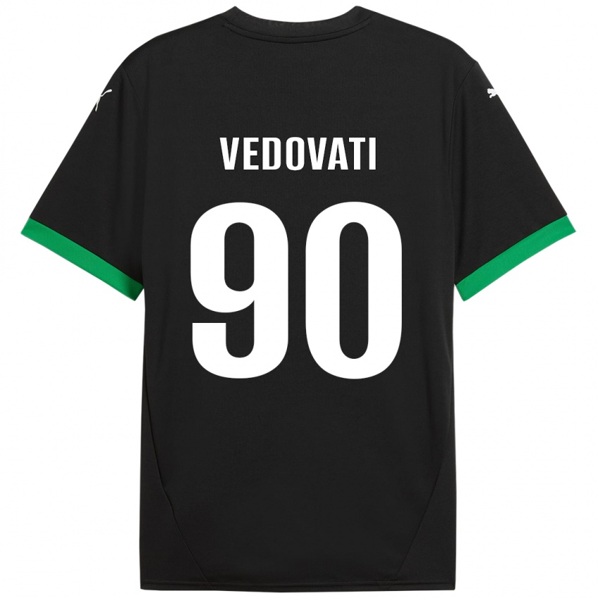 Niño Camiseta Gabriele Vedovati #90 Negro Verde Oscuro 1ª Equipación 2024/25 La Camisa Perú