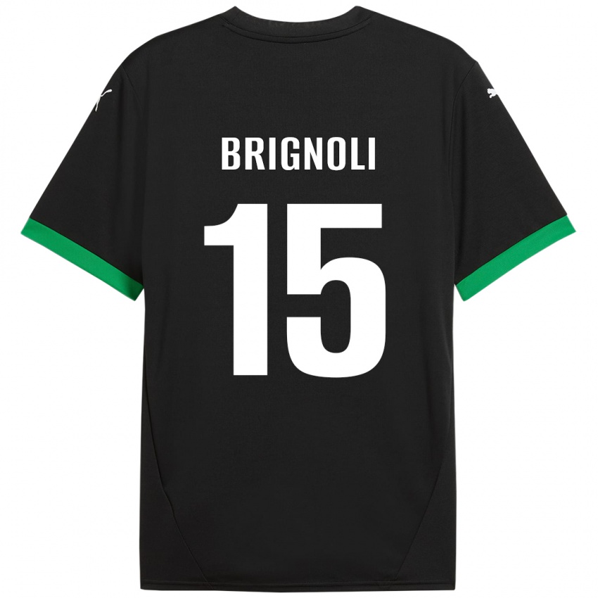 Niño Camiseta Benedetta Brignoli #15 Negro Verde Oscuro 1ª Equipación 2024/25 La Camisa Perú