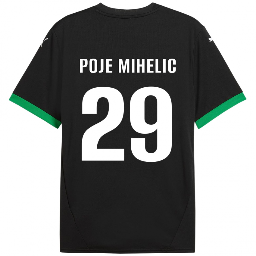 Niño Camiseta Naja Poje Mihelič #29 Negro Verde Oscuro 1ª Equipación 2024/25 La Camisa Perú