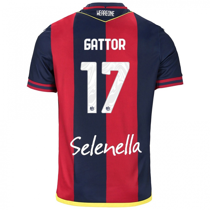 Niño Camiseta Gianluca Gattor #17 Rojo Azul Real 1ª Equipación 2024/25 La Camisa Perú