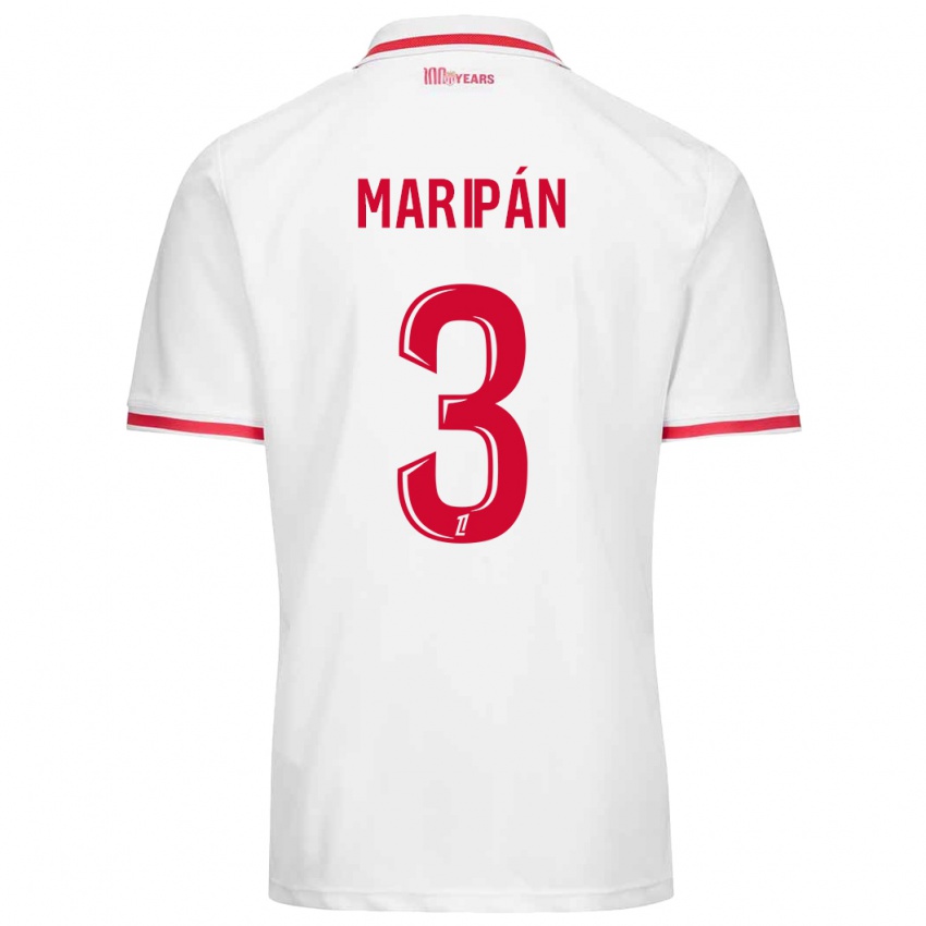 Niño Camiseta Guillermo Maripán #3 Blanco Rojo 1ª Equipación 2024/25 La Camisa Perú