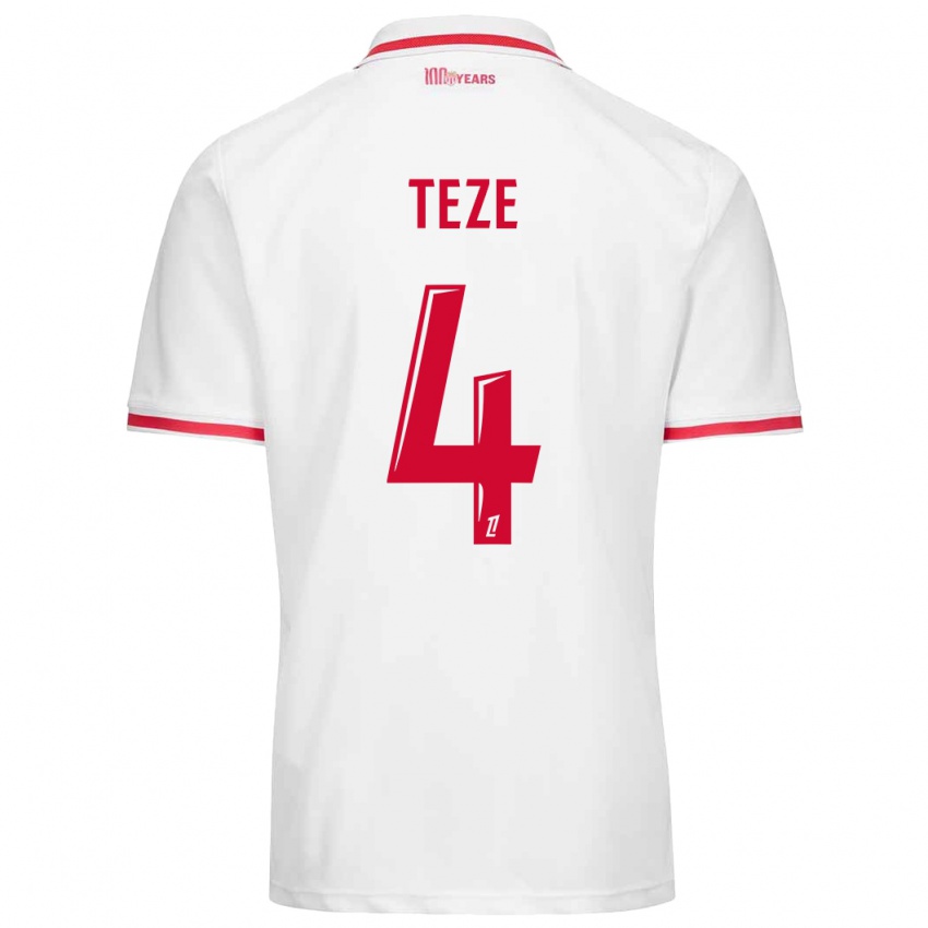 Niño Camiseta Teze #4 Blanco Rojo 1ª Equipación 2024/25 La Camisa Perú