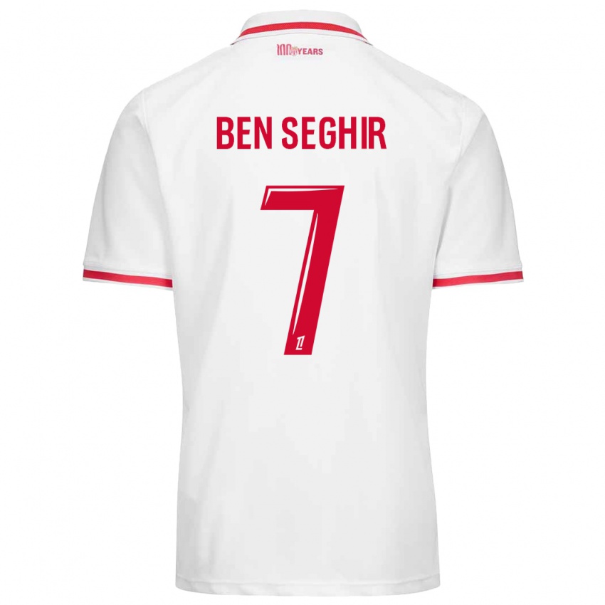 Niño Camiseta Eliesse Ben Seghir #7 Blanco Rojo 1ª Equipación 2024/25 La Camisa Perú