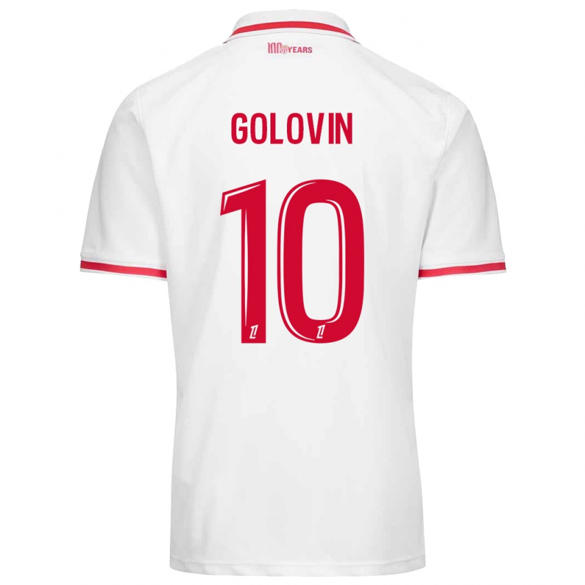 Niño Camiseta Aleksandr Golovin #10 Blanco Rojo 1ª Equipación 2024/25 La Camisa Perú