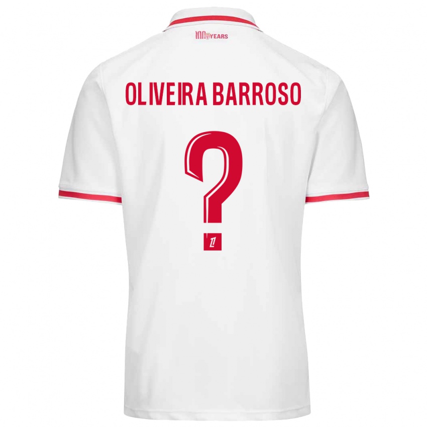 Niño Camiseta Mickael Oliveira Barroso #0 Blanco Rojo 1ª Equipación 2024/25 La Camisa Perú