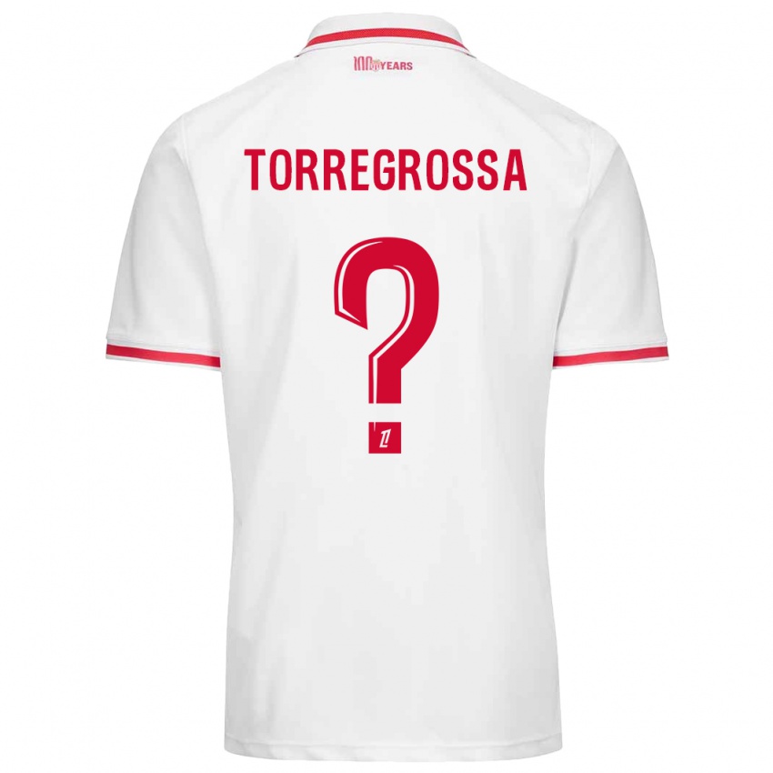 Niño Camiseta Hugo Torregrossa #0 Blanco Rojo 1ª Equipación 2024/25 La Camisa Perú