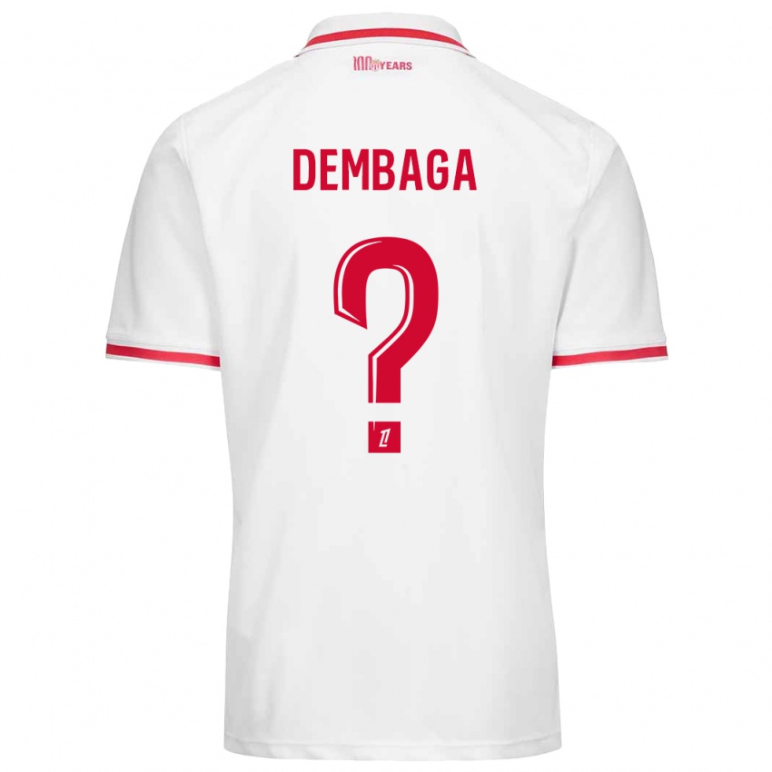 Niño Camiseta Boubakar Dembaga #0 Blanco Rojo 1ª Equipación 2024/25 La Camisa Perú