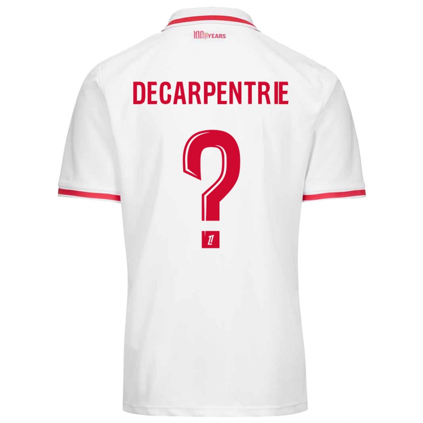 Niño Camiseta Valentin Decarpentrie #0 Blanco Rojo 1ª Equipación 2024/25 La Camisa Perú