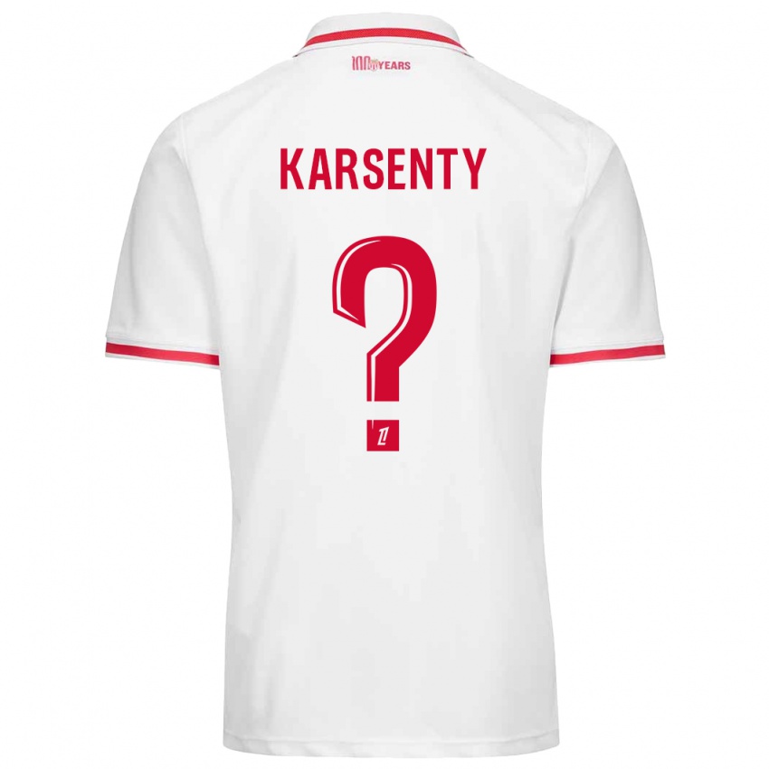 Niño Camiseta Kylian Karsenty #0 Blanco Rojo 1ª Equipación 2024/25 La Camisa Perú