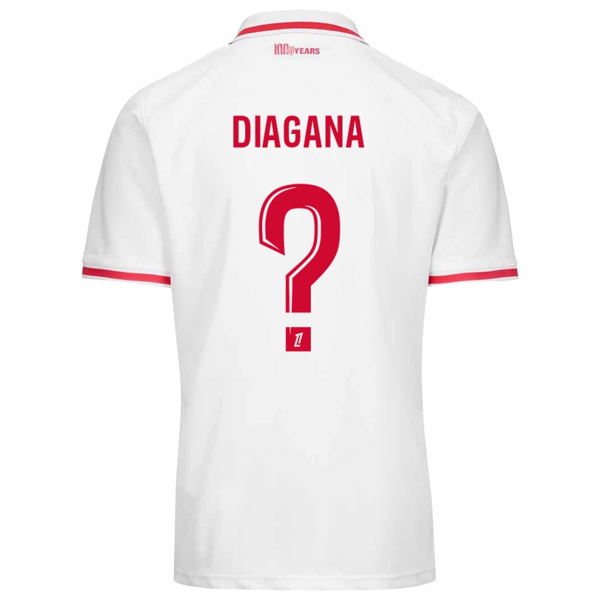 Niño Camiseta Abdoulaye Diagana #0 Blanco Rojo 1ª Equipación 2024/25 La Camisa Perú