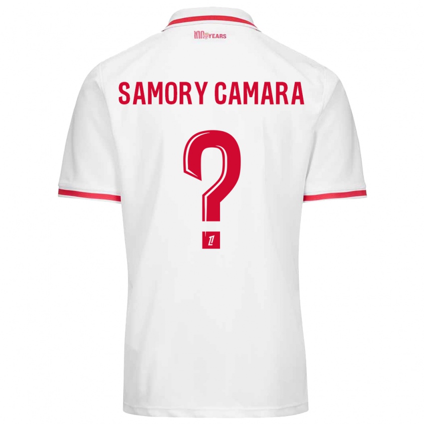 Niño Camiseta Verges Samory Camara #0 Blanco Rojo 1ª Equipación 2024/25 La Camisa Perú