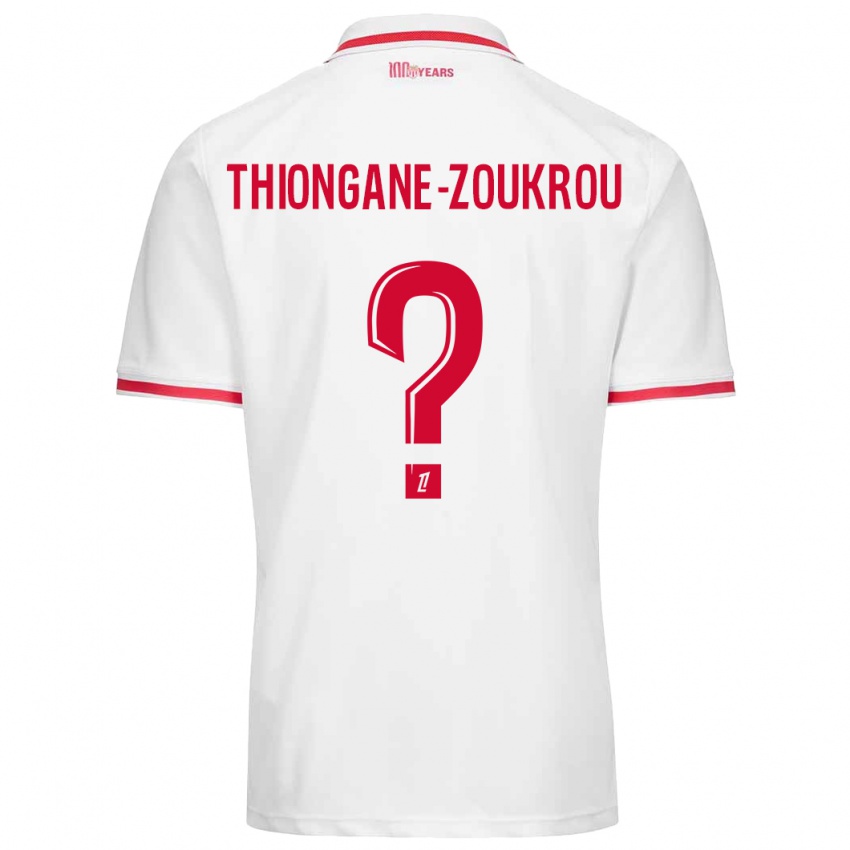 Niño Camiseta Ackah-Tidiane Thiongane-Zoukrou #0 Blanco Rojo 1ª Equipación 2024/25 La Camisa Perú