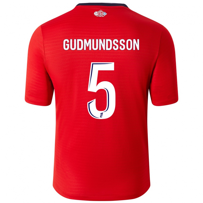 Niño Camiseta Gabriel Gudmundsson #5 Rojo Blanco 1ª Equipación 2024/25 La Camisa Perú