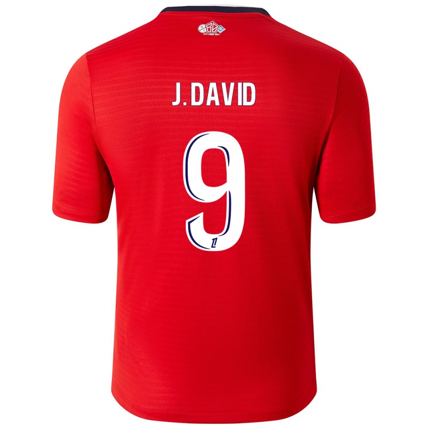 Niño Camiseta Jonathan David #9 Rojo Blanco 1ª Equipación 2024/25 La Camisa Perú