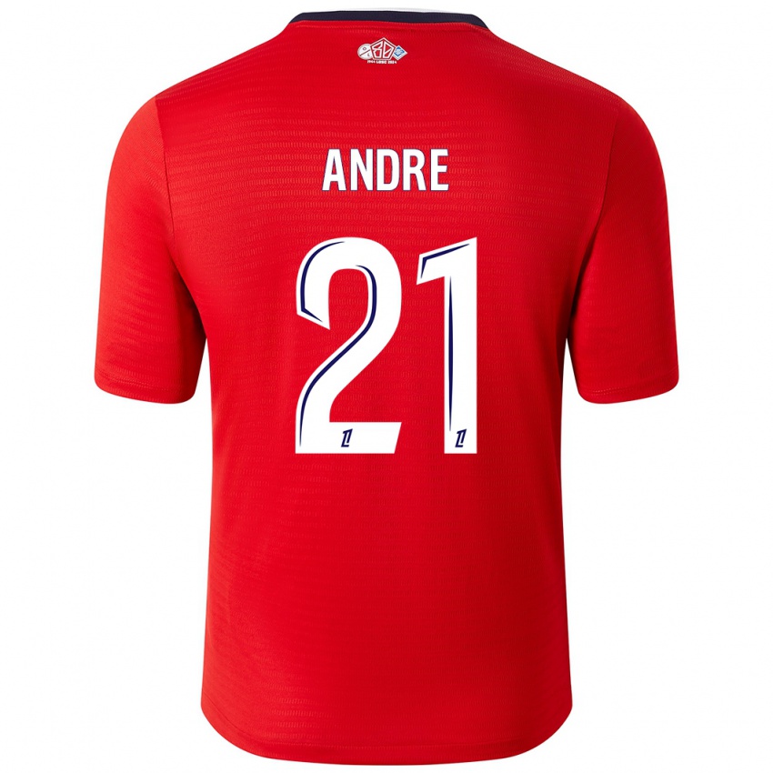 Niño Camiseta Benjamin André #21 Rojo Blanco 1ª Equipación 2024/25 La Camisa Perú