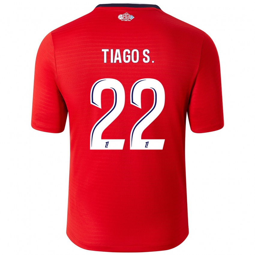 Niño Camiseta Tiago Santos #22 Rojo Blanco 1ª Equipación 2024/25 La Camisa Perú