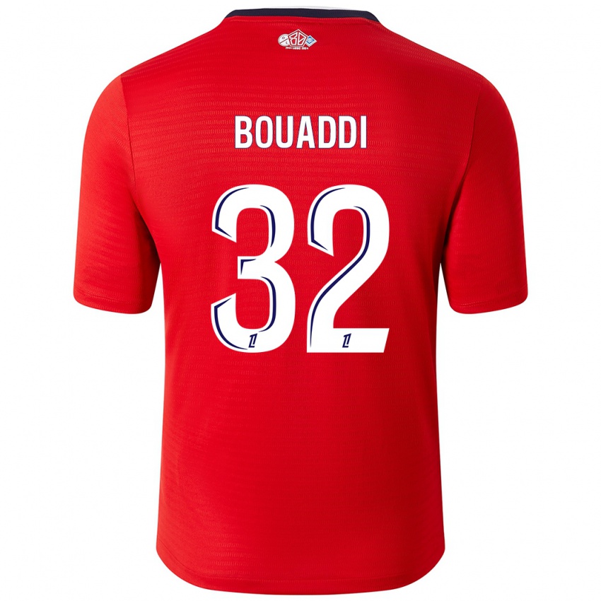 Niño Camiseta Ayyoub Bouaddi #32 Rojo Blanco 1ª Equipación 2024/25 La Camisa Perú