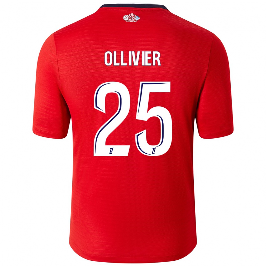 Niño Camiseta Agathe Ollivier #25 Rojo Blanco 1ª Equipación 2024/25 La Camisa Perú