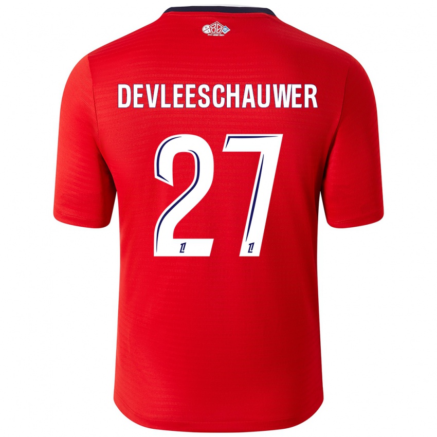 Niño Camiseta Gwenaëlle Devleeschauwer #27 Rojo Blanco 1ª Equipación 2024/25 La Camisa Perú