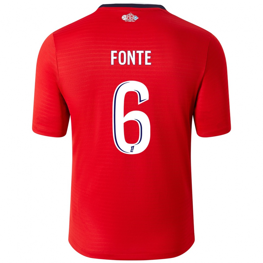 Niño Camiseta Jose Fonte #6 Rojo Blanco 1ª Equipación 2024/25 La Camisa Perú