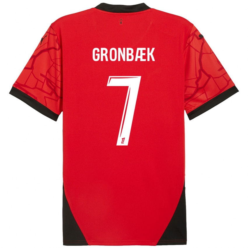 Niño Camiseta Albert Grønbaek #7 Rojo Negro 1ª Equipación 2024/25 La Camisa Perú