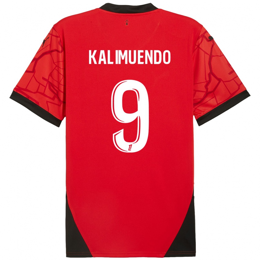 Niño Camiseta Arnaud Kalimuendo #9 Rojo Negro 1ª Equipación 2024/25 La Camisa Perú