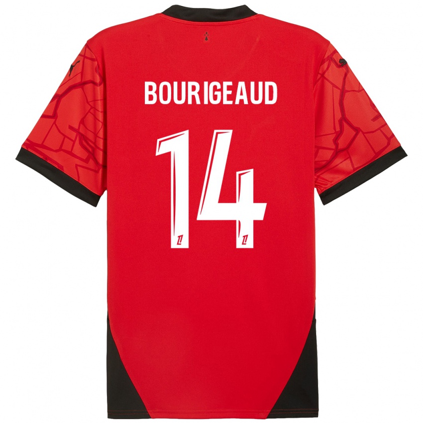 Niño Camiseta Benjamin Bourigeaud #14 Rojo Negro 1ª Equipación 2024/25 La Camisa Perú