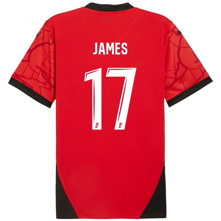 Niño Camiseta Jordan James #17 Rojo Negro 1ª Equipación 2024/25 La Camisa Perú