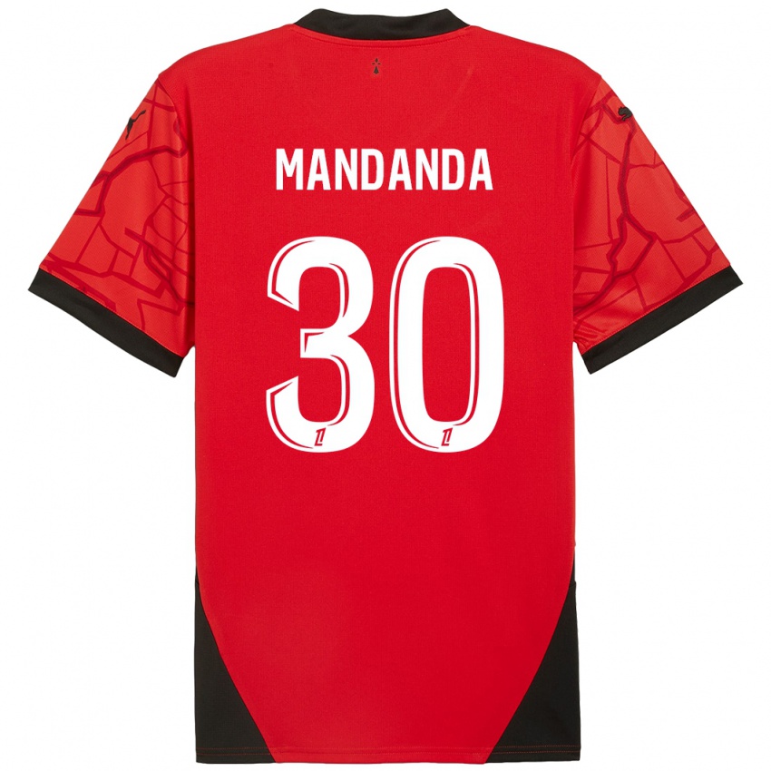 Niño Camiseta Steve Mandanda #30 Rojo Negro 1ª Equipación 2024/25 La Camisa Perú