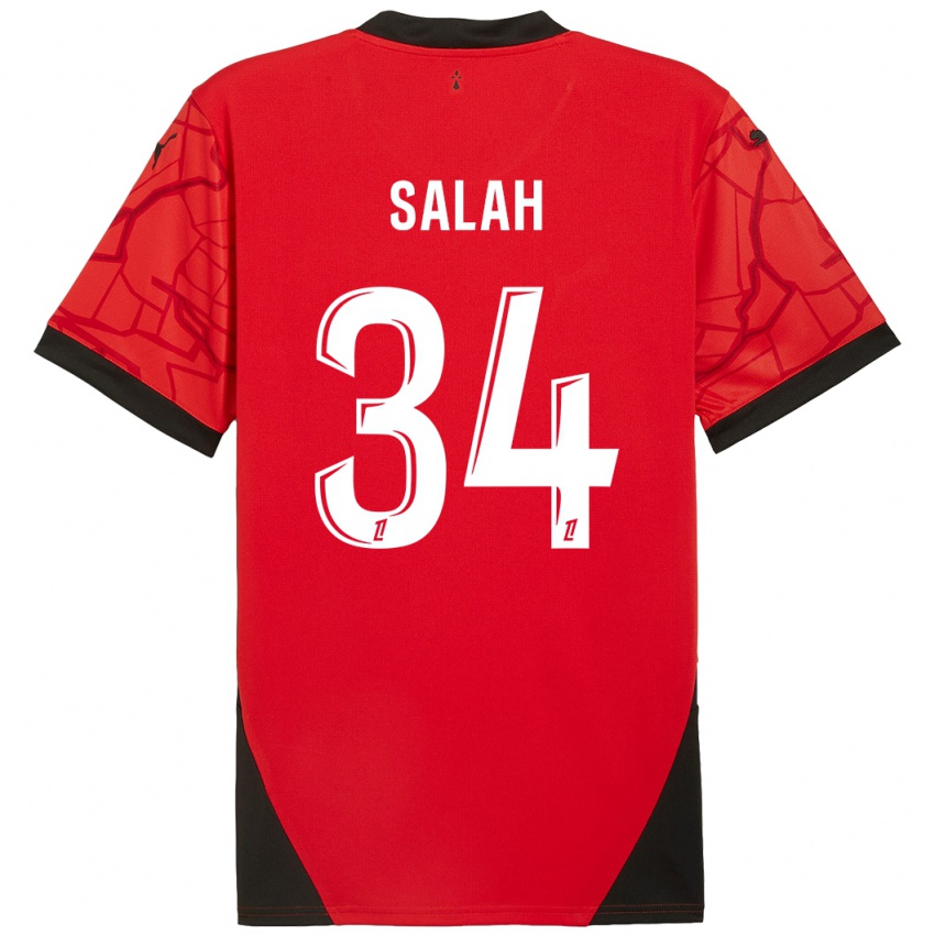 Niño Camiseta Ibrahim Salah #34 Rojo Negro 1ª Equipación 2024/25 La Camisa Perú