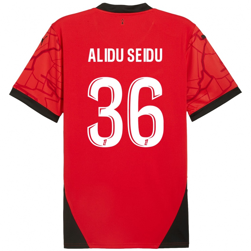 Niño Camiseta Alidu Seidu #36 Rojo Negro 1ª Equipación 2024/25 La Camisa Perú