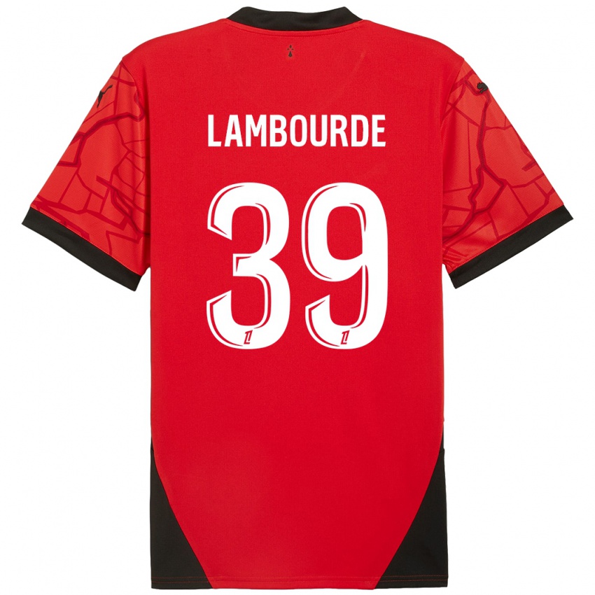 Niño Camiseta Mathis Lambourde #39 Rojo Negro 1ª Equipación 2024/25 La Camisa Perú