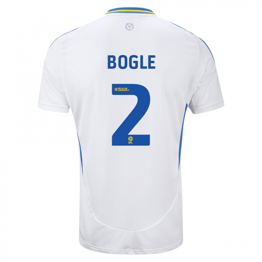 Niño Camiseta Jayden Bogle #2 Blanco Azul 1ª Equipación 2024/25 La Camisa Perú