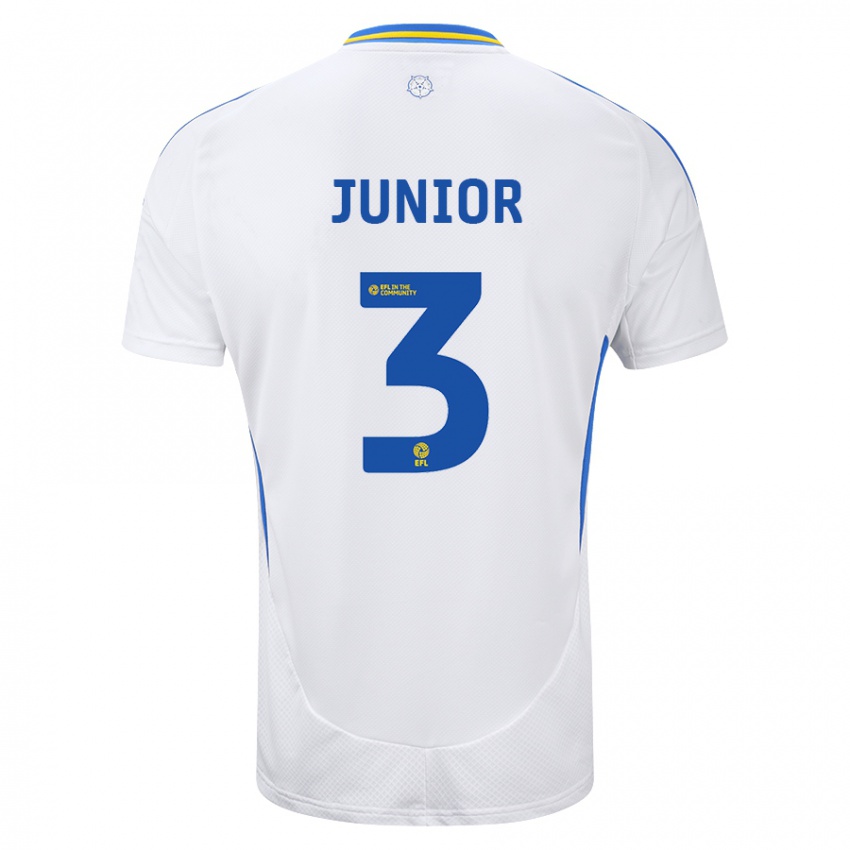 Niño Camiseta Junior Firpo #3 Blanco Azul 1ª Equipación 2024/25 La Camisa Perú