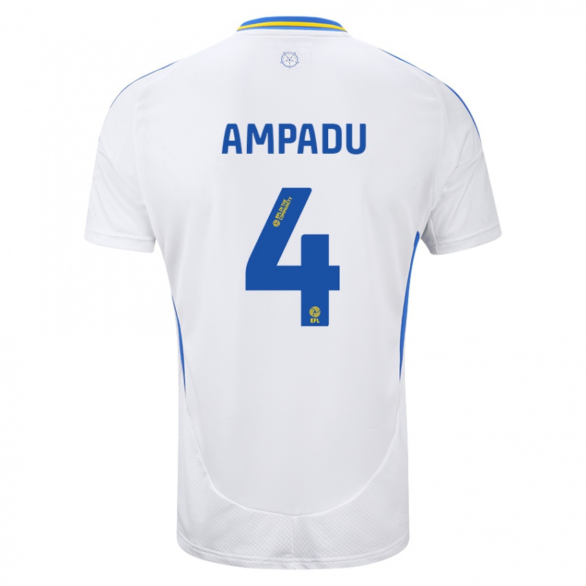 Niño Camiseta Ethan Ampadu #4 Blanco Azul 1ª Equipación 2024/25 La Camisa Perú