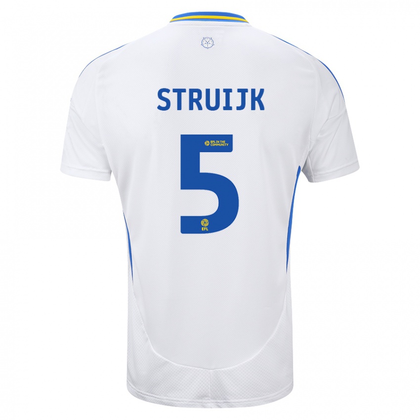 Niño Camiseta Pascal Struijk #5 Blanco Azul 1ª Equipación 2024/25 La Camisa Perú