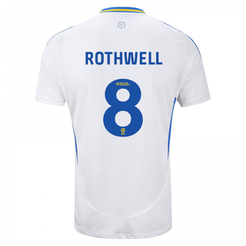 Niño Camiseta Joe Rothwell #8 Blanco Azul 1ª Equipación 2024/25 La Camisa Perú