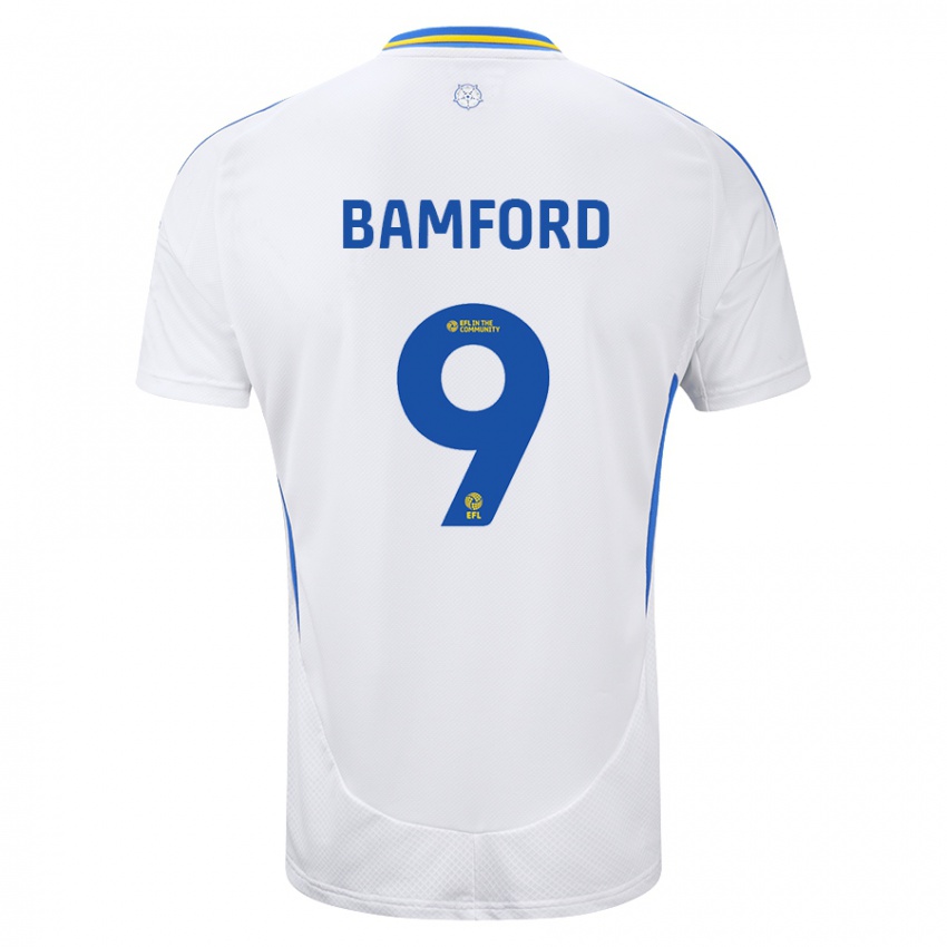 Niño Camiseta Patrick Bamford #9 Blanco Azul 1ª Equipación 2024/25 La Camisa Perú