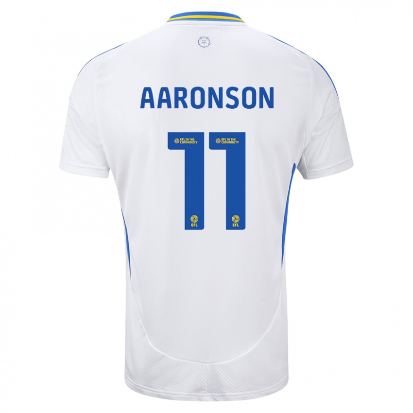 Niño Camiseta Brenden Aaronson #11 Blanco Azul 1ª Equipación 2024/25 La Camisa Perú