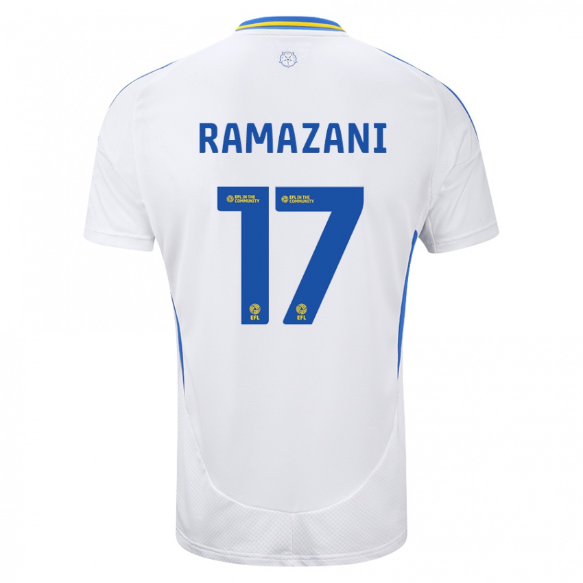 Niño Camiseta Largie Ramazani #17 Blanco Azul 1ª Equipación 2024/25 La Camisa Perú