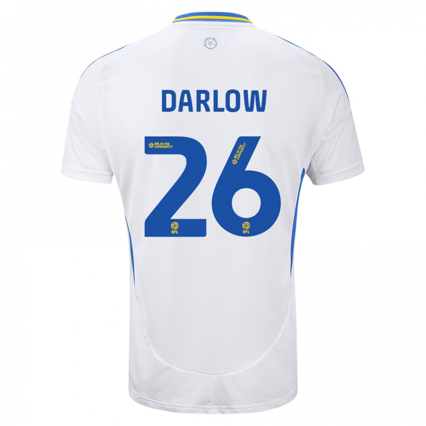 Niño Camiseta Karl Darlow #26 Blanco Azul 1ª Equipación 2024/25 La Camisa Perú